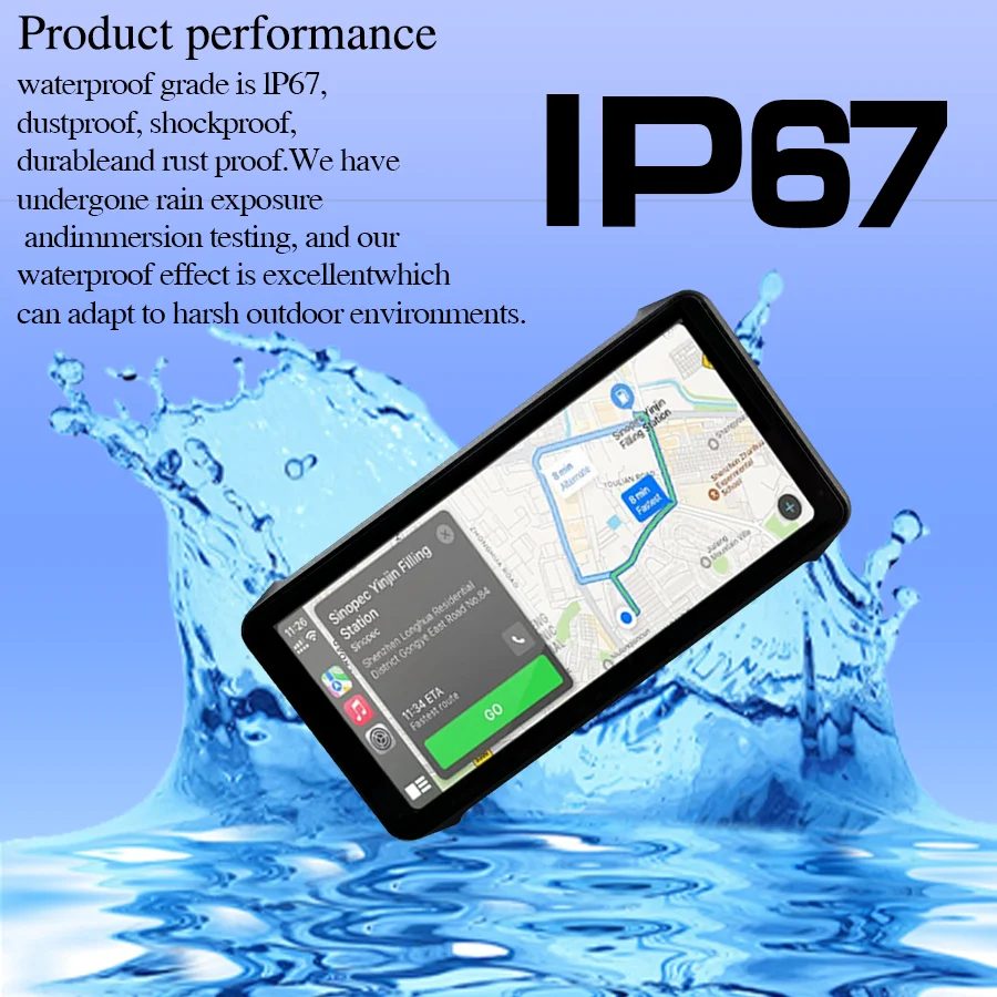 6.1 Inch Android Motorcycle DVR Navigator Wireless CarPlay GPS 4G Network IP67 Waterproof Driving Assistance System