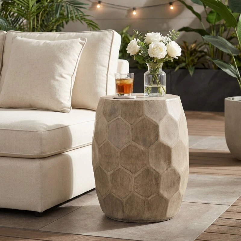 Modern simple round outdoor side table natural color coffee table