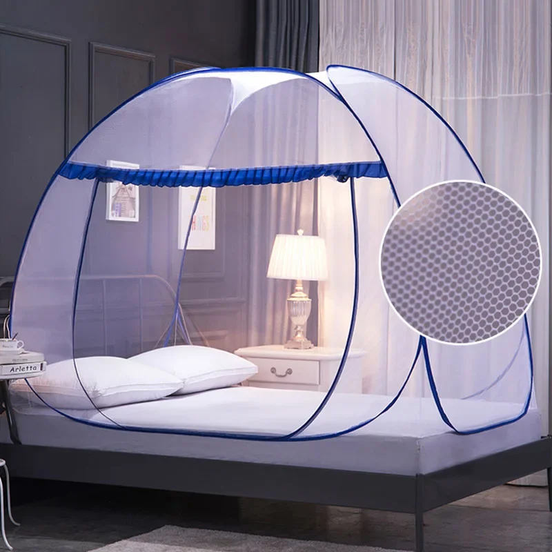 مريح طوي افتتاح واحد المنغولية يورت ناموسية كاملة أسفل السرير المظلة تشفير U على شكل سستة شبكة خيمة للمنزل