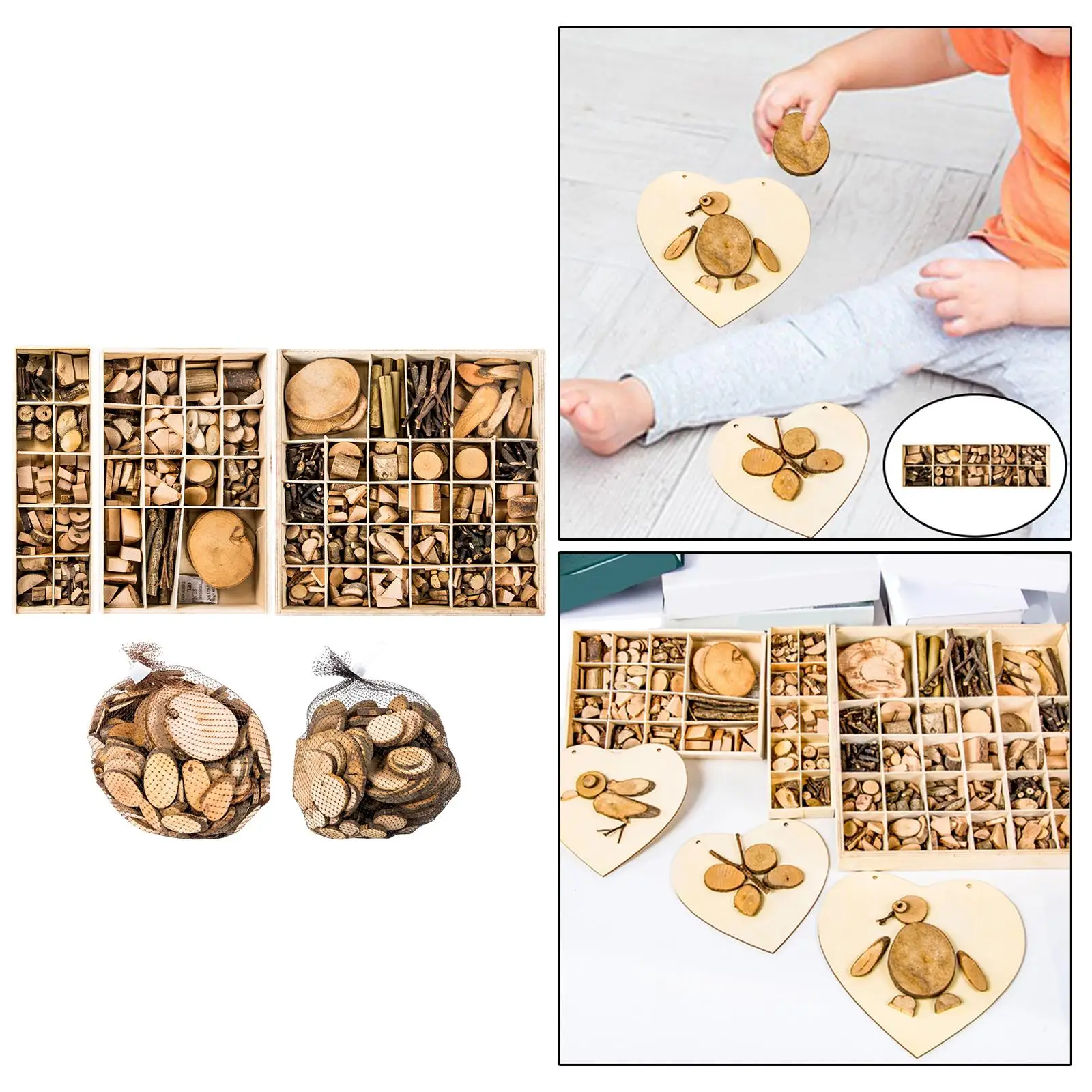 مجموعة شرائح الخشب الطبيعي غير المكتملة، قطع الحرف الخشبية كتل زينة عيد الميلاد