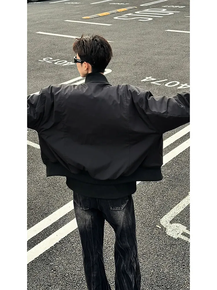 American Style Bomber Flight Jacket Cotton Workwear Men's Winter Coat Short Baseball Suit Loose Fit Warmth Casual Zipper