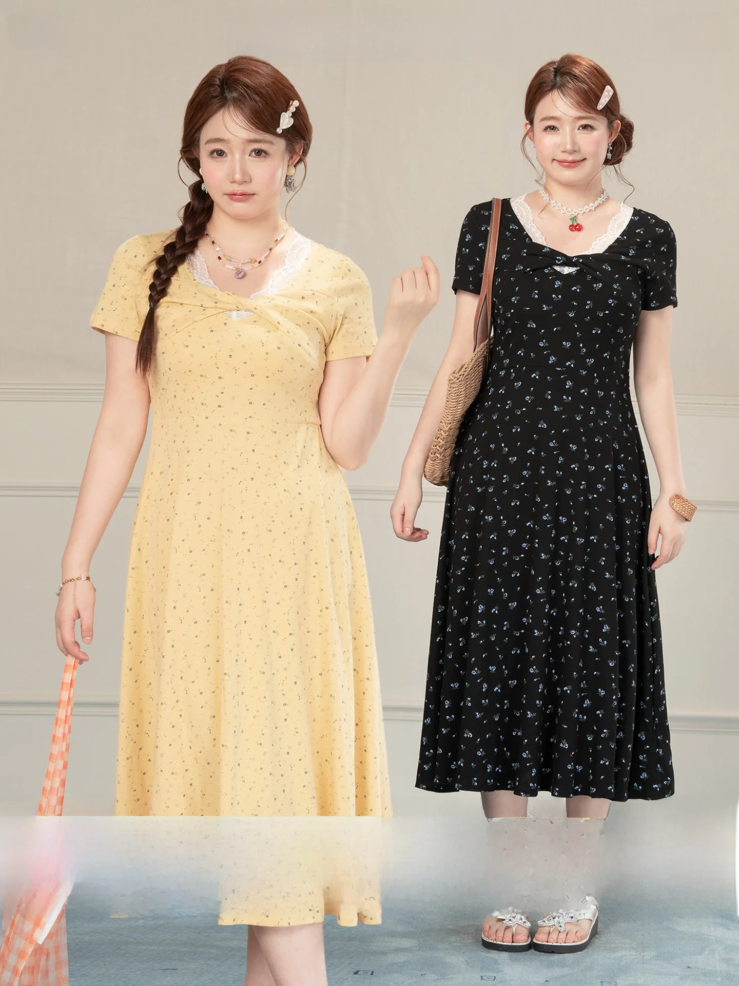 

Heynew Floral Print off Shoulder Long Dress plus Size Summer Vacation Style Women's Dress Cotton Blend Short Sleeve A-L...