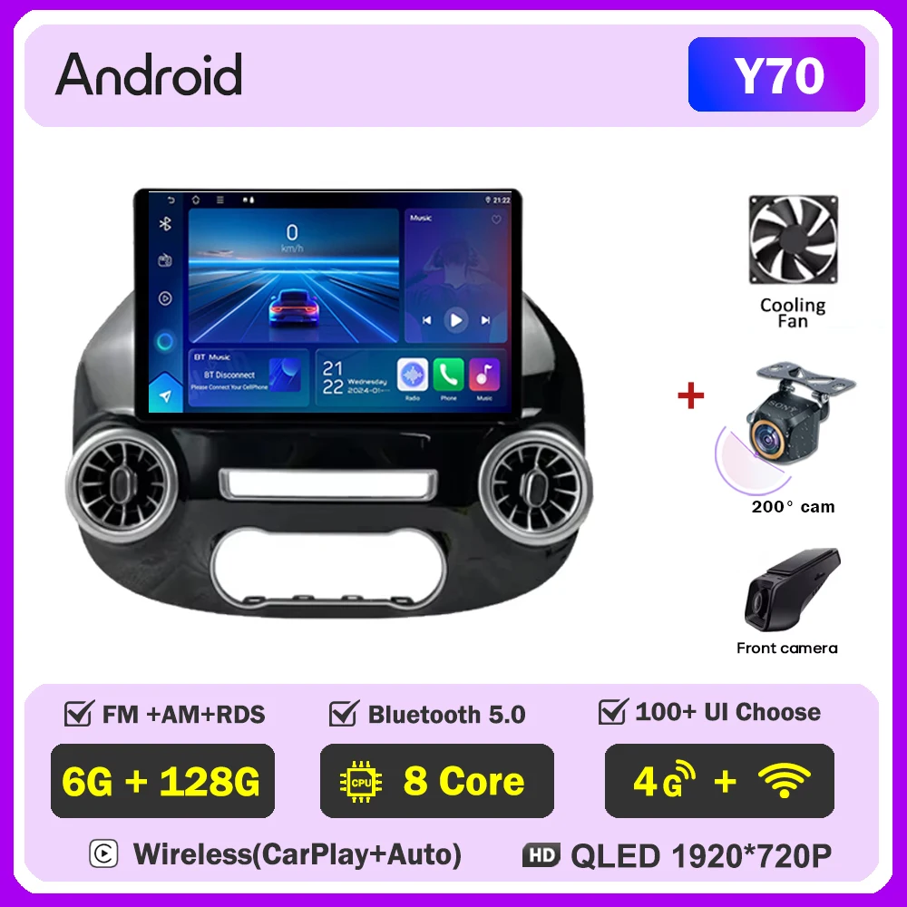 Android 12.3 Inch Voor Mercedes Vito W447 2014-2022 Autoradio Multimedia Video Player GPS Radio 5G CarPlay navigatie WIFI GPS BT