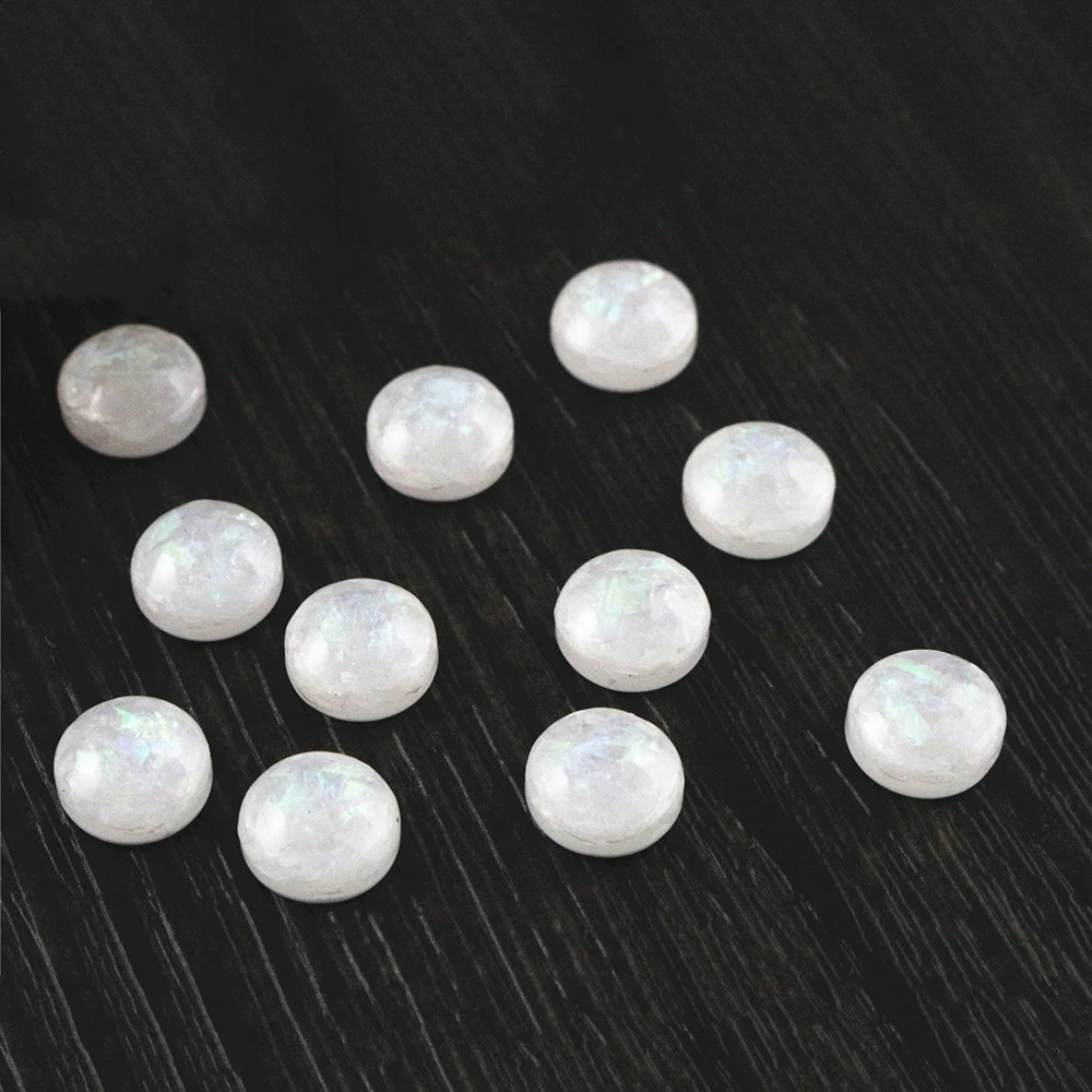 New Fashion 8mm 10mm 40pcs/Lot White Color Built-in metal foil Flat back Resin Cabochons Cameo