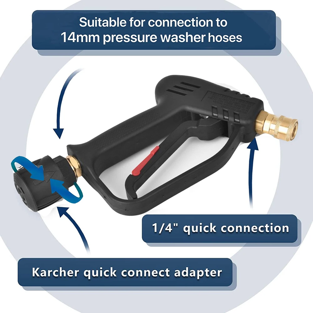 High Pressure Washer Hose Water Gun for Karcher Parkside Nilfisk Quick Connect Connector Nozzles 4000psi M22 Snow Foam Guns