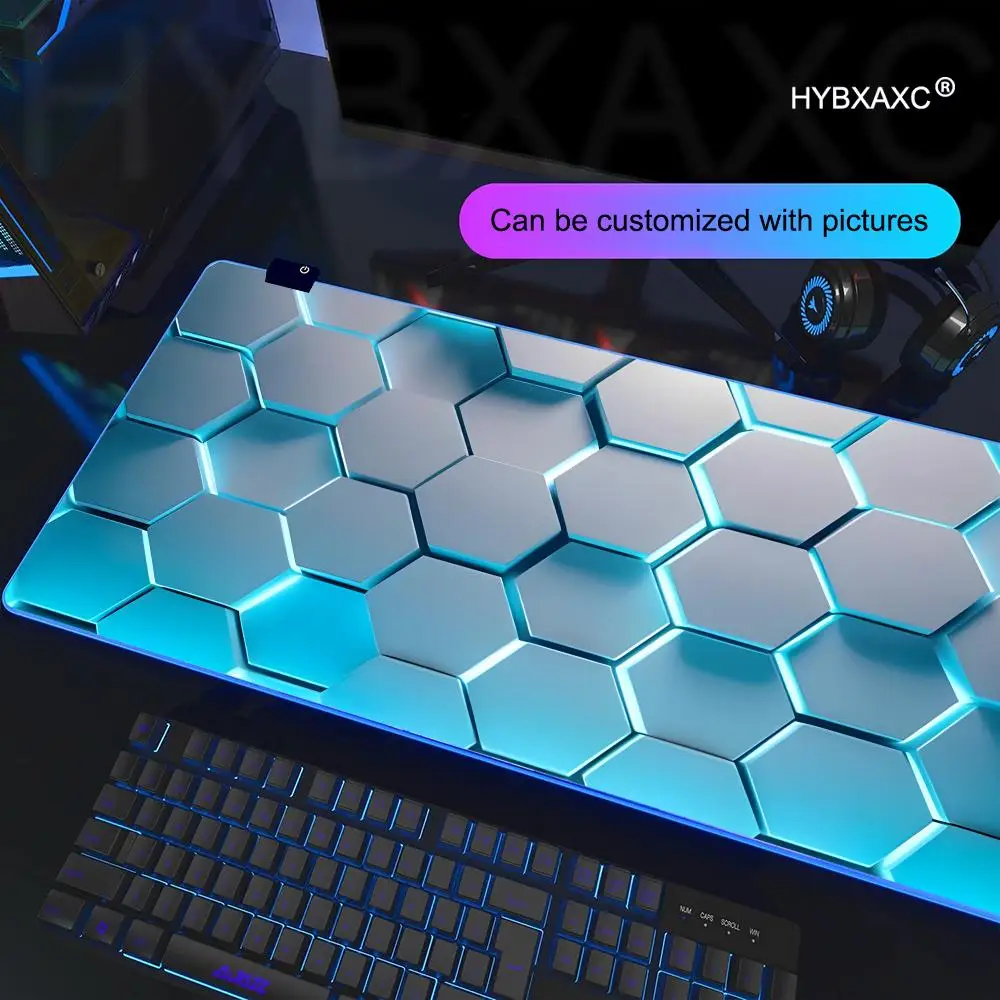 Red Blue gradient design Mouse Pad RGB Gaming Mouse Pad Mat HD Gamer Large LED Light XXL MousePads PC Computer Carpet
