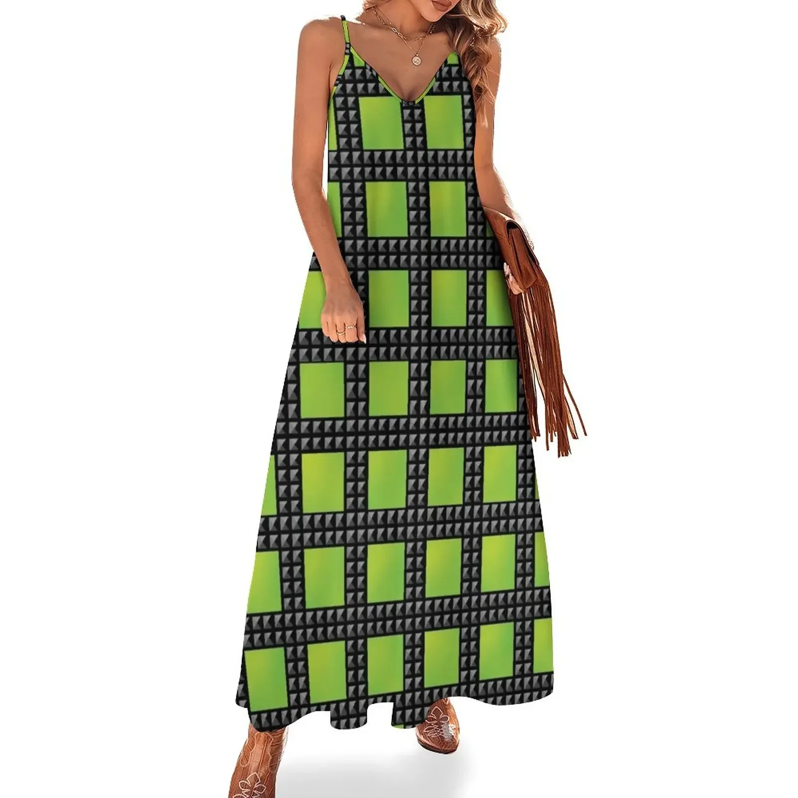 

Anne Boleyn Repeating Pattern Sleeveless Dress party dresses woman chic and elegant evening dress