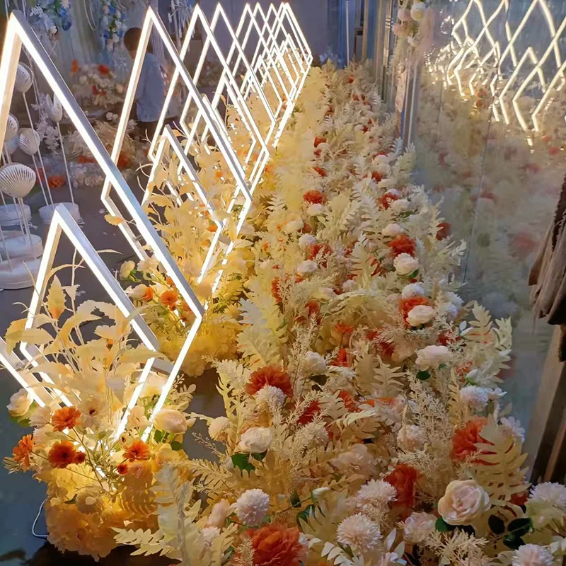 &c New Wedding Props Diamond Shaped White Road Lead Led Lighting Wedding Hotel Wedding Walkway Decoration