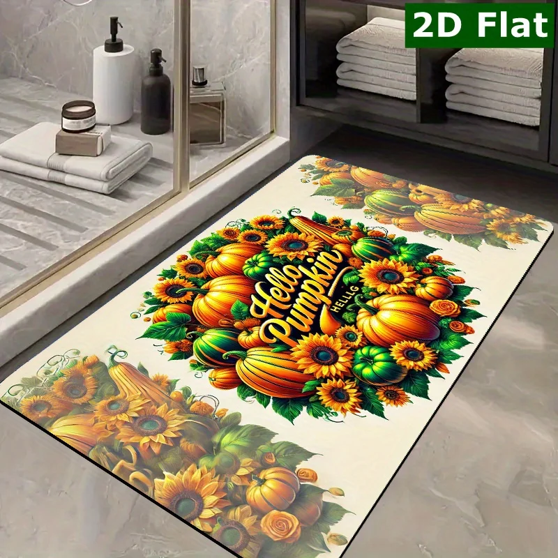 Thanksgiving Turkey Doormat Cute Autumn Harvest Pumpkin Grape Welcome Mat Anti Slip Floor Carpet Entrance Rug Patio PorchMat