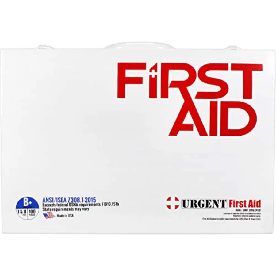 OSHA ANSI 2 Shelf خزانة الإسعافات الأولية الصناعية مع بطانة الجيب 75 شخصًا 562 قطعة 2015 فئة B + أنواع I II صنع في الولايات المتحدة الأمريكية مع
