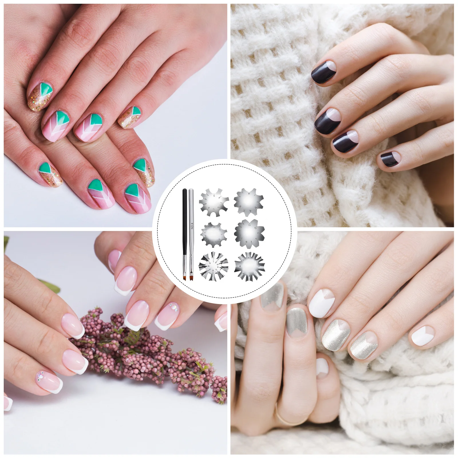 

8Pcs French Nail Templates Crystal Molding Tool Smile Line Cutter Flexible Gel Cutter for DIY Acrylic Nails Professional Home