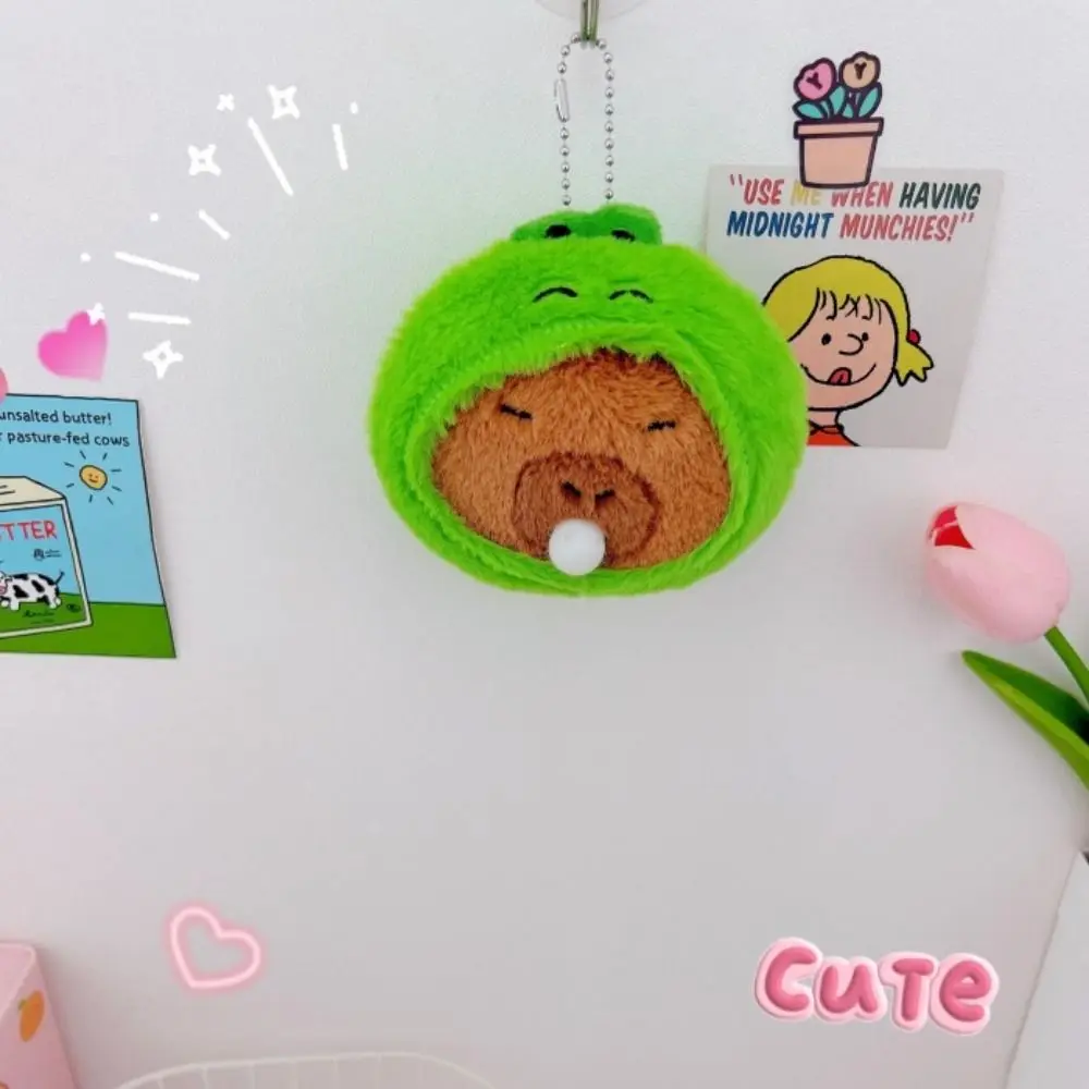 Plüsch Capybara Schlüssel bund mehrfarbige Kopf bedeckung Capybara Puppe Capybara Tasche Anhänger weichen Cartoon flauschige Tier puppe Geburtstags geschenk