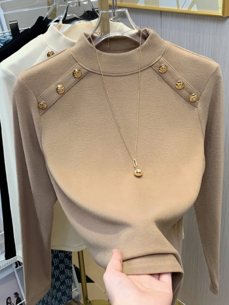 Slim Fit Women's Base irt f High Collar Inner Wear Sli Autumn Winter Wool Blend Knit Top Korean Sle Commute Faion