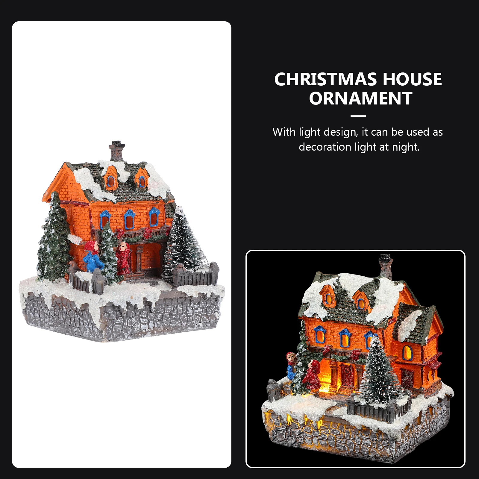 

Luminous House nament Miniature Christmas Decorations Resin Craft Glowing Indoor Festival Adornment Holiday Home Bar