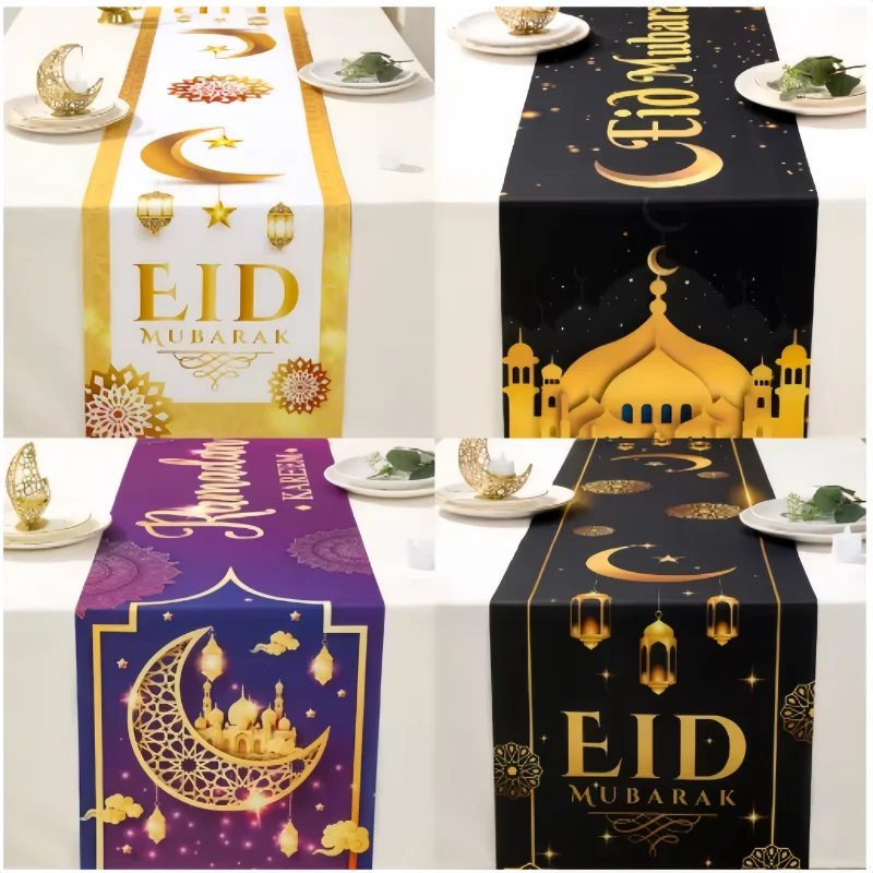 1pcs 2025 new Ramadan Decoration Table cloth Mubarak Decor For Home tablerunner Ramadan Kareem Islamic Muslim Party Gifts