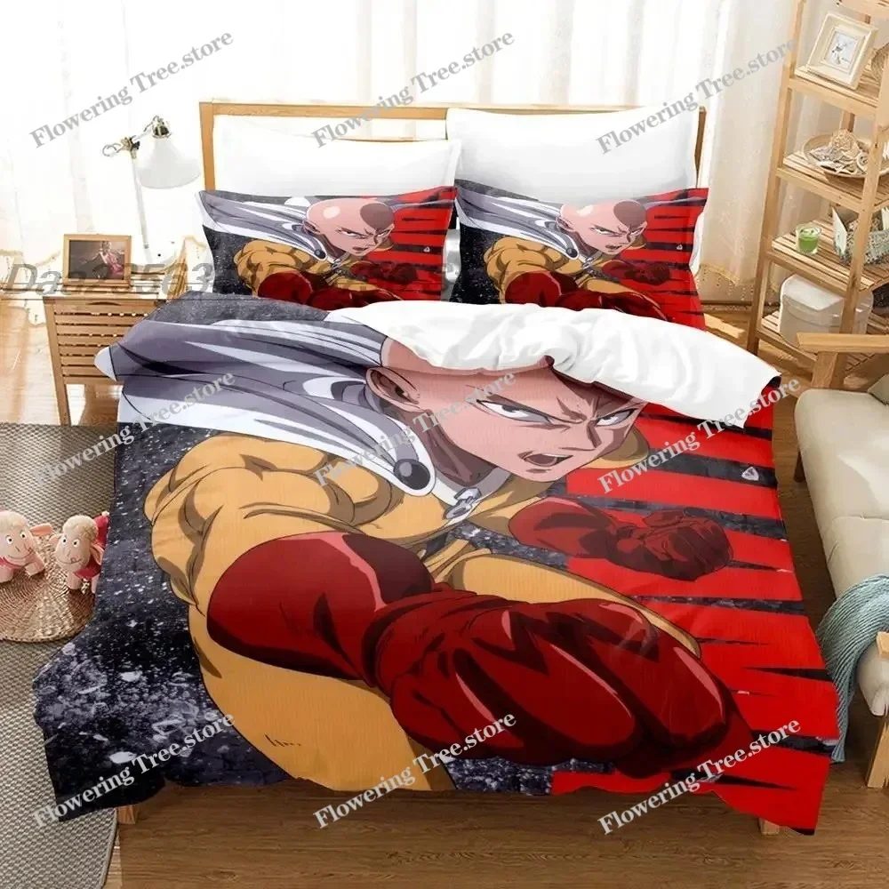 One Punch Man Bedding Set Single Twin Full Queen King Size Bed Set Aldult Kid Bedroom Duvetcover Sets 3D Anime bed sheet set