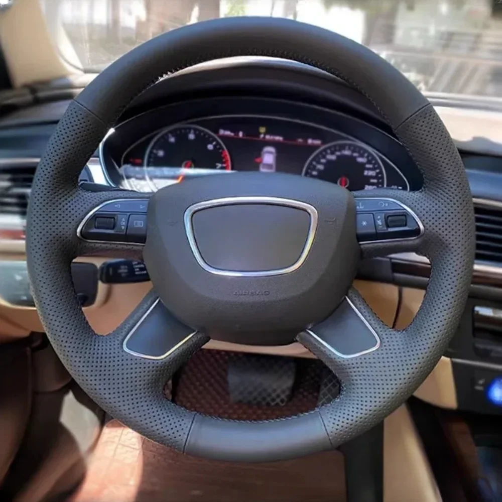 

Car Steering Wheel Cover DIY Microfiber Leather Hand Sewing For Audi Q7 2012-2015 Q3 Q5 2013-2016 A4 (B8) 2014 2015 A6 (C7)