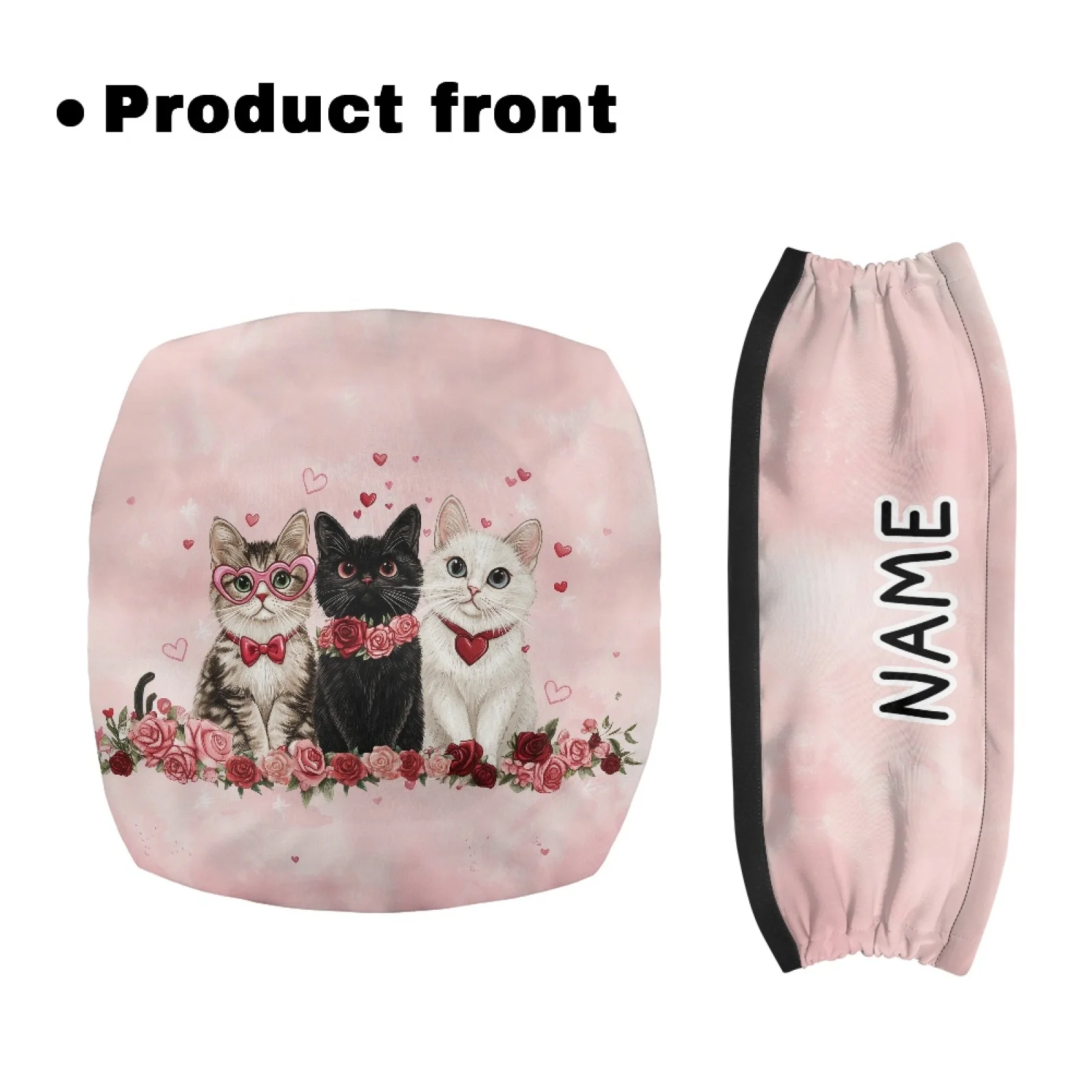 Coloranimal Cat Rose Love Print 2 Pcs Walker Cover Dust Proof Rollator Seat Cover for Unisex