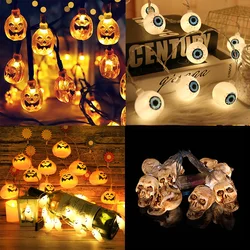 1,5 m 10Led calabaza de Halloween fantasma esqueletos murciélago araña cadena de luz Led Festival decoración de Halloween para adorno de fiesta en casa