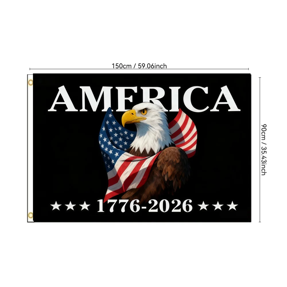 

American Bald Eagle Flag 2x3ft 3x5ft USA Patriotic Banner with 1776-2026 Polyester Outdoor Indoor Decor for Home Garden Wall