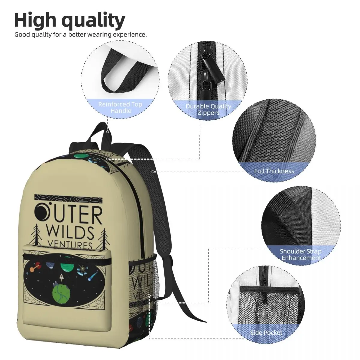 Outer Wilds Ventures Handbook Backpack Boys Girls BookBag Children School Bag Computer Shoulder Bags for Men Women