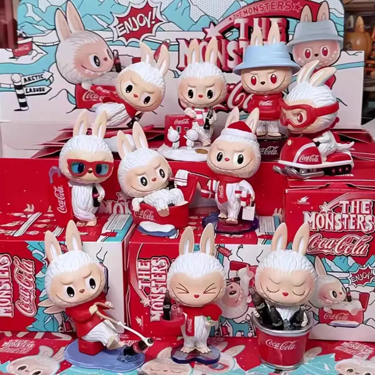 Genuine Popmart Bubble Mart The Monsters Labubu Coca Cola Series Blind Box Labubu Handmade Happy Factor Surprise Shake