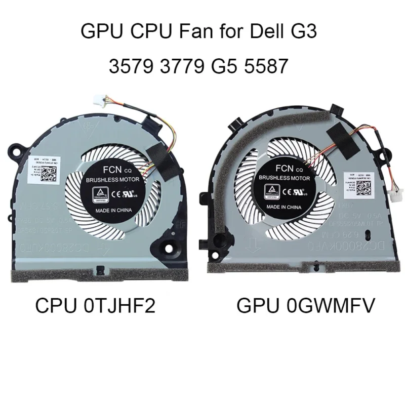 For Dell G3 3579 3779 G5-5587 15 5587 GPU CPU CN-0TJHF2 FKB6 PC Fans Cooler