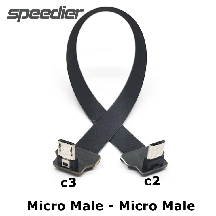 Anti-Interference FFC Micro-USB Male/ Female FPV Flat Slim Ribbon FPC Flexible Cable Right Angle Micro USB Micro-B Charging Line