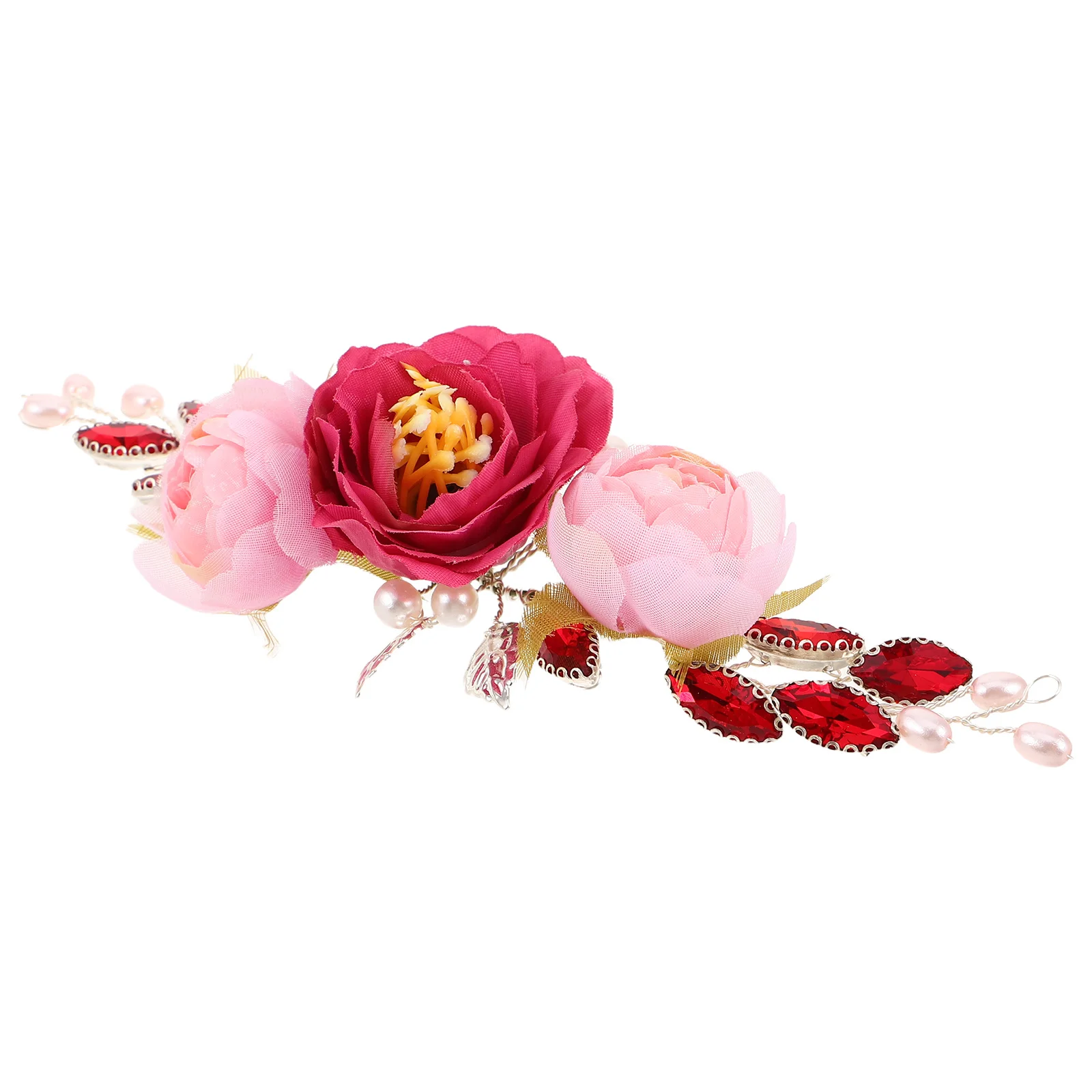 

Bridal Floral Crown Peony Artificial Flower Wreath Lightweight Bride Hair Vine Chinese Style Wedding Headpiece Party Hairband