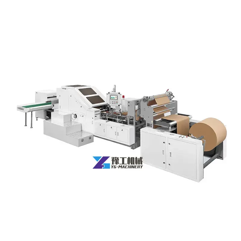 450W Shopper Making Food Kraft Paper Bag Auto Bagging Machine with Window Shopping Paper Bag Forming Machine