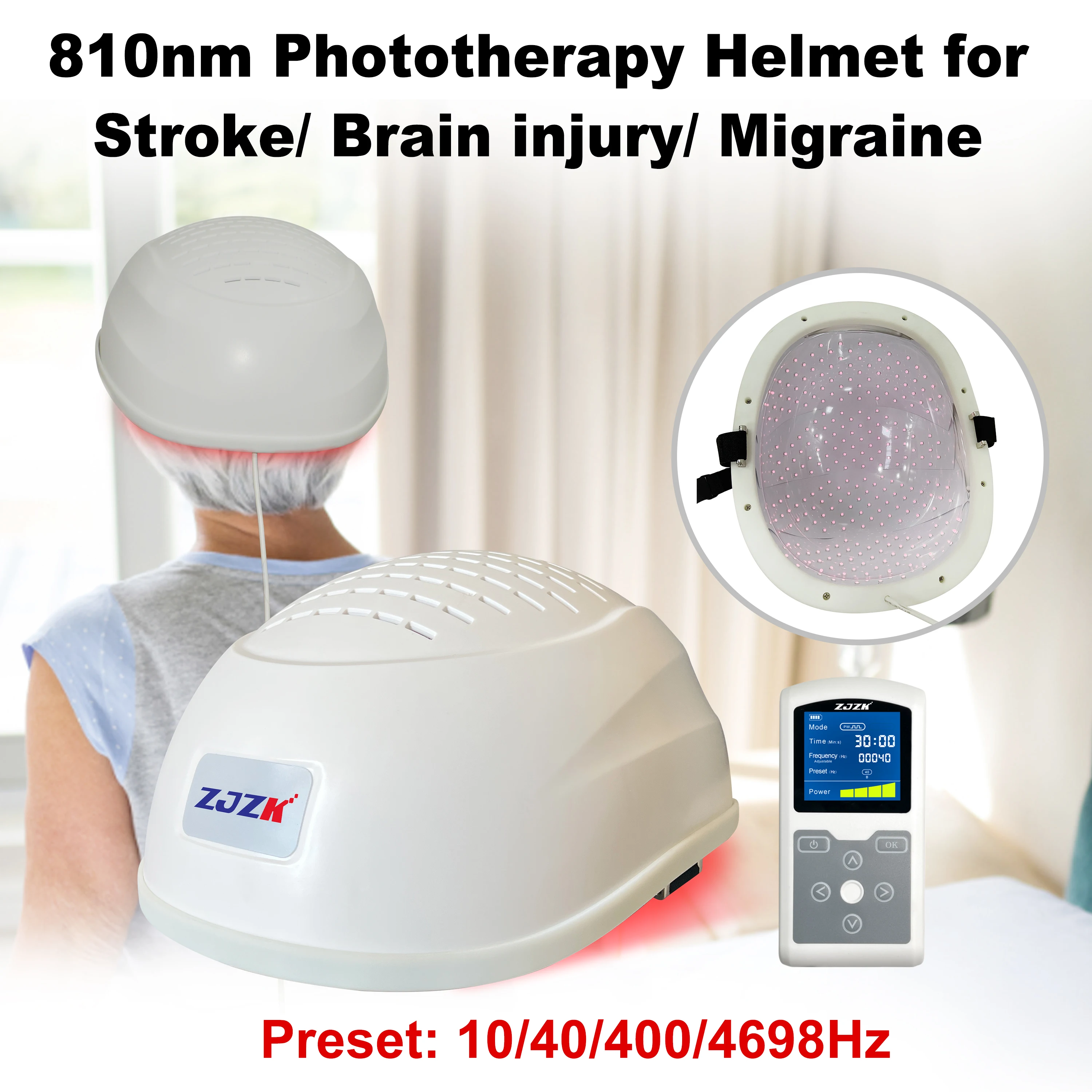 ZJZK Brain Stimulator Light Therapy Neuromodulacion Wave 1070nmx280diodes Photobiomodulation For Health Stroke Mental Disorders