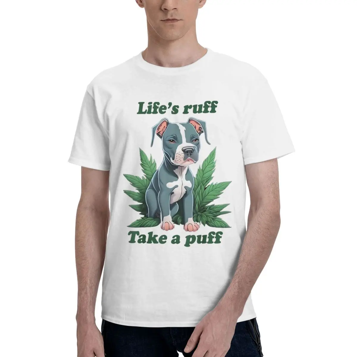 Cute Dog Cannabis Art Movement T-shirts Vintage Leisure Championship Graphic Cool Eur Size