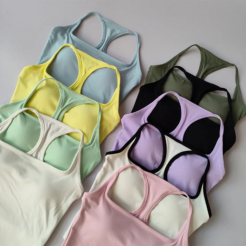 Integrierter stoßfester, farbblockierender I-Rücken, schöner, schnelltrocknender, vielseitiger Pilates-Yoga-Top, Fitness-BH, Damen-Sporttop – Detail 15
