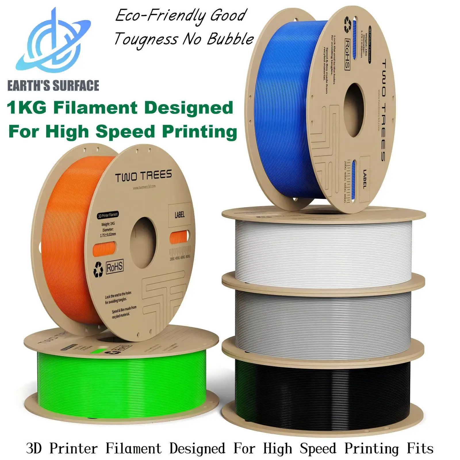 DB- 3D Printer Filament Designed For High Speed Printing Fits PLA Plastics 1.75mm 1kg (2.2lbs) For Most FDM 3D Printers