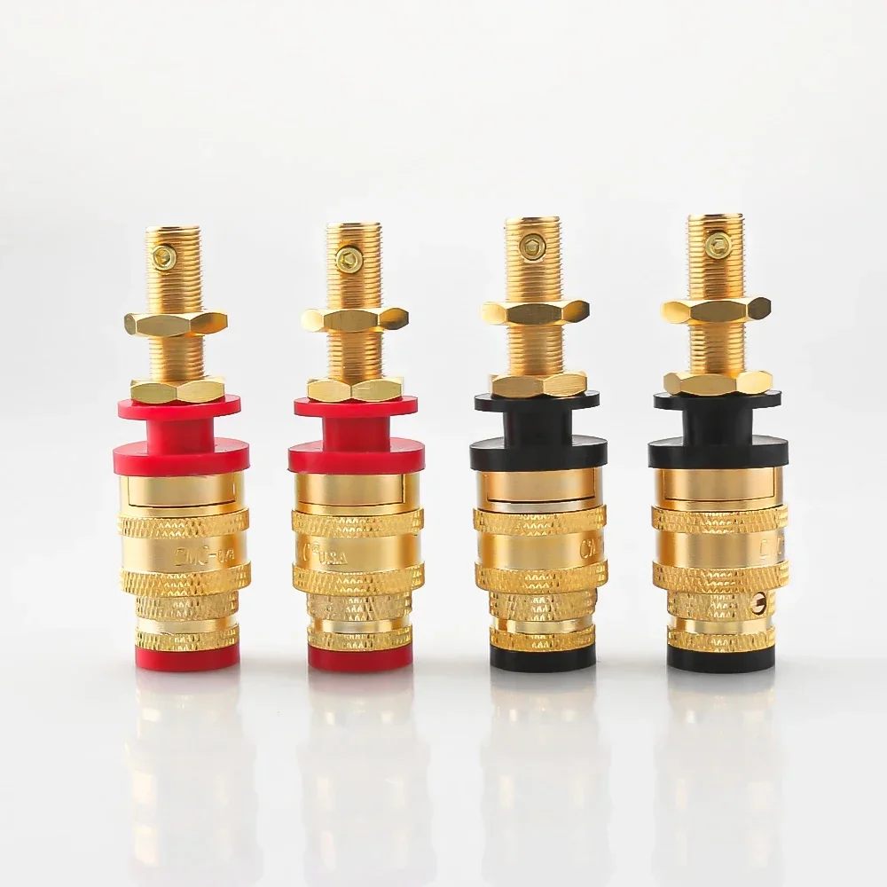 4PCS CMC 878L-SE High End OFC Brass Speaker AMP Binding Post Female Banana Jack Socket Connector Gold Plated Hifi Audio DIY