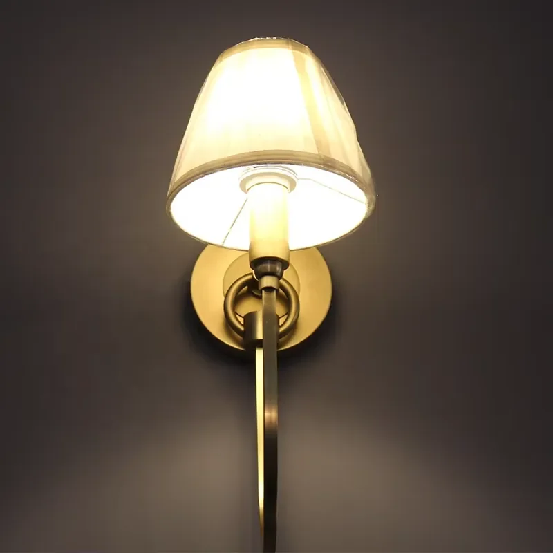 Antique Brass Lamp Wholesale Corridor Sitting Room Background Wall Lights for Guestroom Living Room Glass