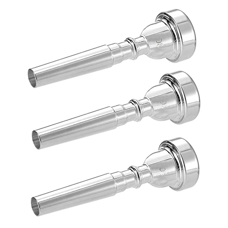 3 Pack Trumpet Mouthpiece, 7C 5C 3C Silver Plated Mouthpiece For Beginners, Professional Players