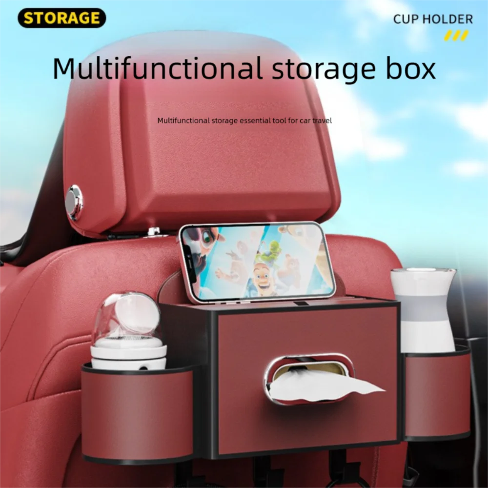 

New Multifunctional Car Seat Back Storage Box with Hook Convenient Tissue Box Portable Hanging Bag Car Accessories