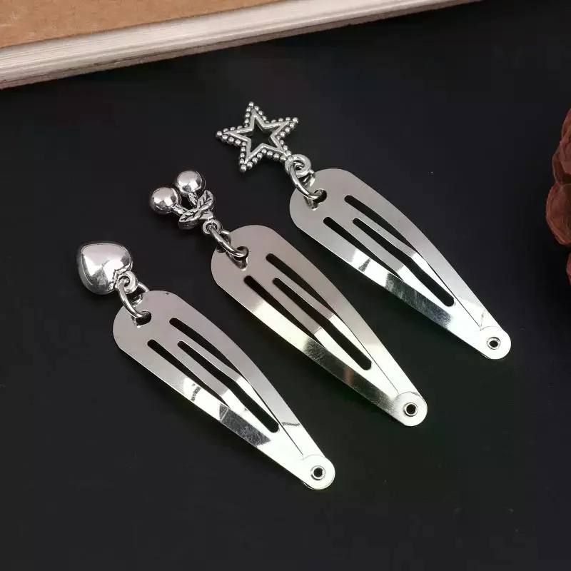 1pcs Fashion Metal Heart Cross Pendant Hair Clip Women Hairpins Headwear Chic Round Barrette Gothic Girls Hair Accessories Gifts