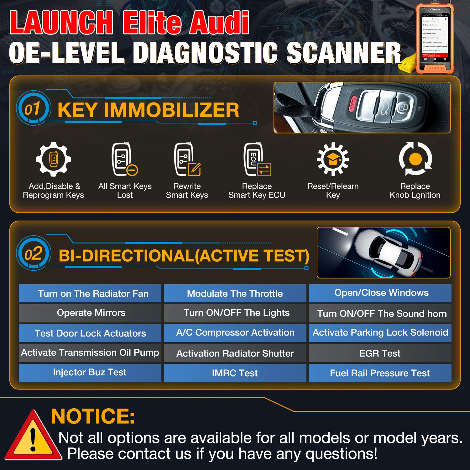 LAUH Creader Elite All Full System CAR Car Code Reader Obd2 Scanner Diagnostic Tool for Ai Automotriz  Full OBD2 Functions