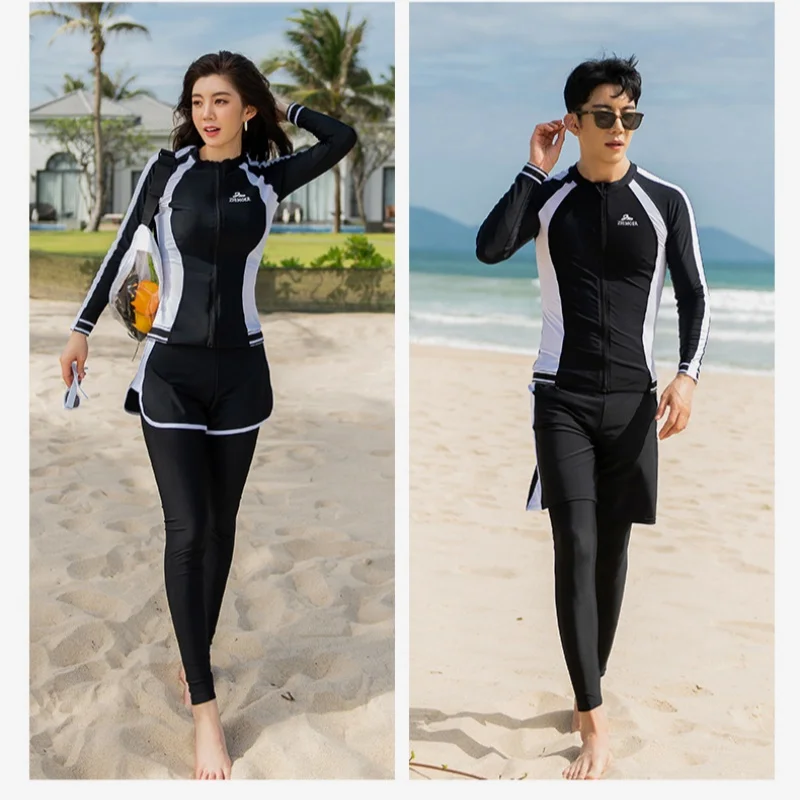 

Long Sleeve Couple Surf Suit Rash Guards Women Men 5/3 Pieces Patch Swimsuit Legging Swimwear Bathing Suit Surfing Suit