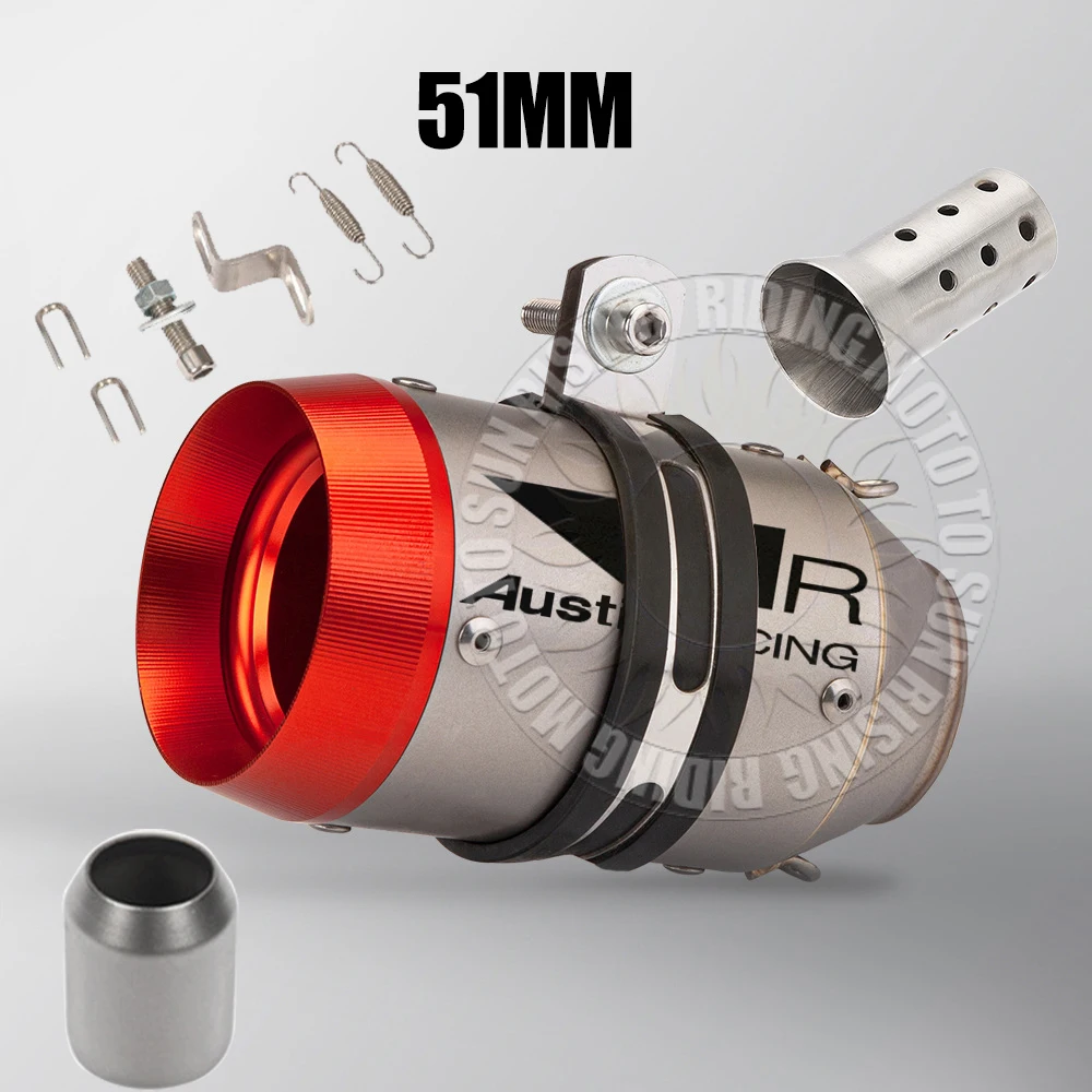 Orange Tip 51mm 60mm AR Carbon Stainless Motorcycle Exhaust Muffler Escape Tail Pipe For Kawasaki Honda Yamaha KTM CF Suzuki etc image 3