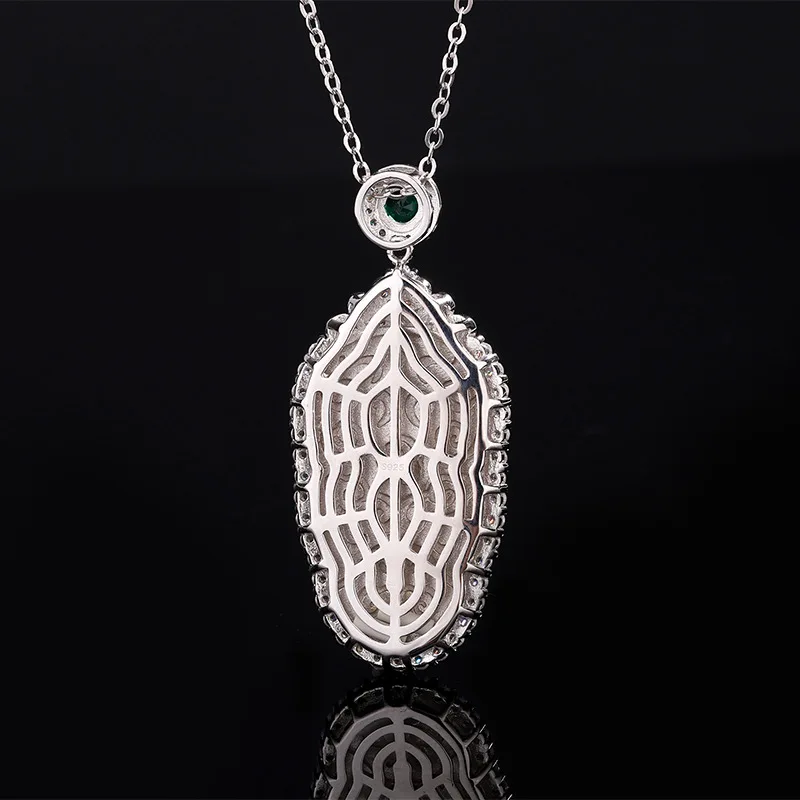 New Jewelry S925 Silver Anchor Hot Selling White Ice Chalcedony Fluorescent Pendant Necklace for Women