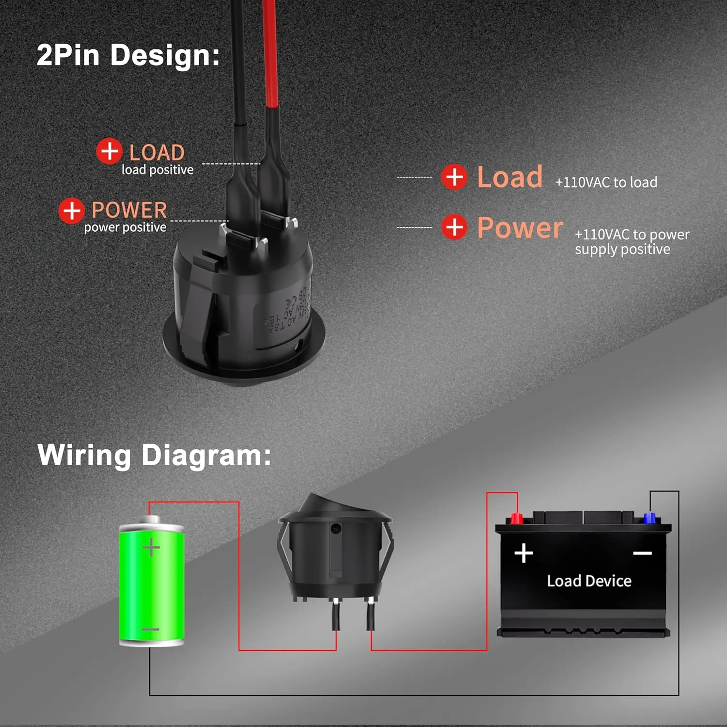 5/10 pezzi Mini interruttore a bilanciere rotondo 15mm Spst Open/Off alimentatore 12V CC facile da installare nylon e terminale durevoli