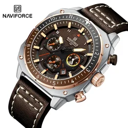 NAVIFORCE NF8057 Men Business Quartz Watch Calendar Leather Belt Men Waterproof Luminescence High Quality Hot Sale Clock