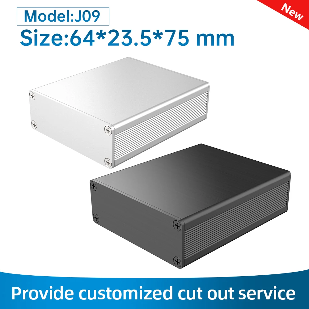 High Quality Audio Component Junction Box Anodized Extrusion Heat Sink Housing Custom Extruded Aluminum Enclosure J09 64*23.5MM