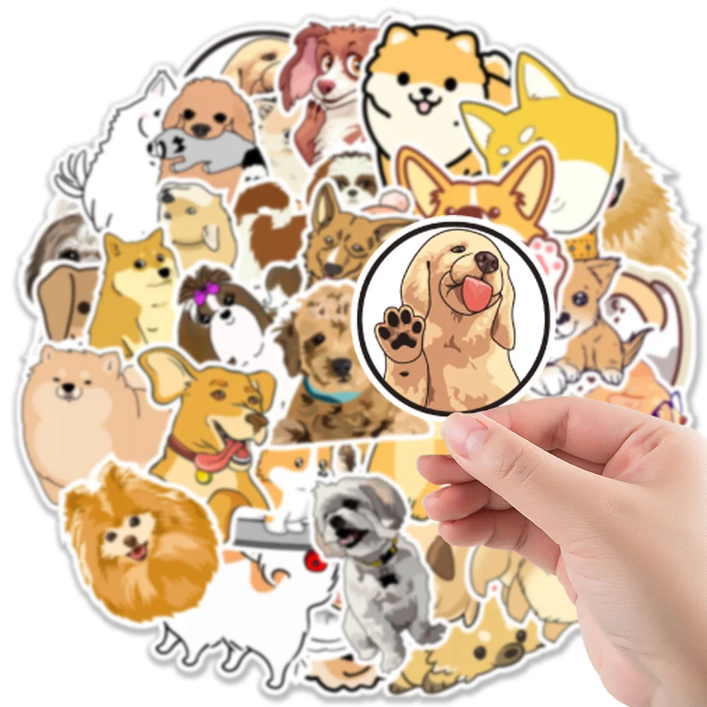 10/30/50pcs Cute Pomeranian Shiba Inu Golden Retriever Dog Mixed Cartoon Sticker For IPad Toys Luggage Laptop Stickers Wholesale