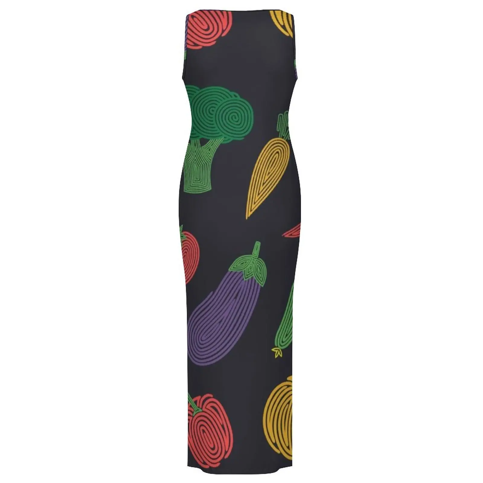 Womens Vegetarian Dress Hypno Vegetables Street Style Bodycon Dress Spring Sleeveless Maxi Dresses Graphic Big Size Vestidos
