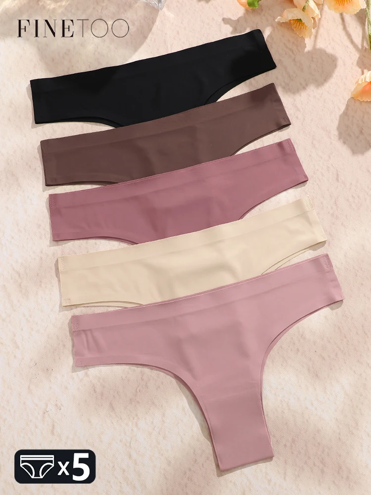 5Pcs Nahtlose Ultra-dünne Unterwäsche frauen Maillard Thongs Sexy Low Taille Brasilianische Höschen Weibliche Eis Seide Unsichtbare dessous