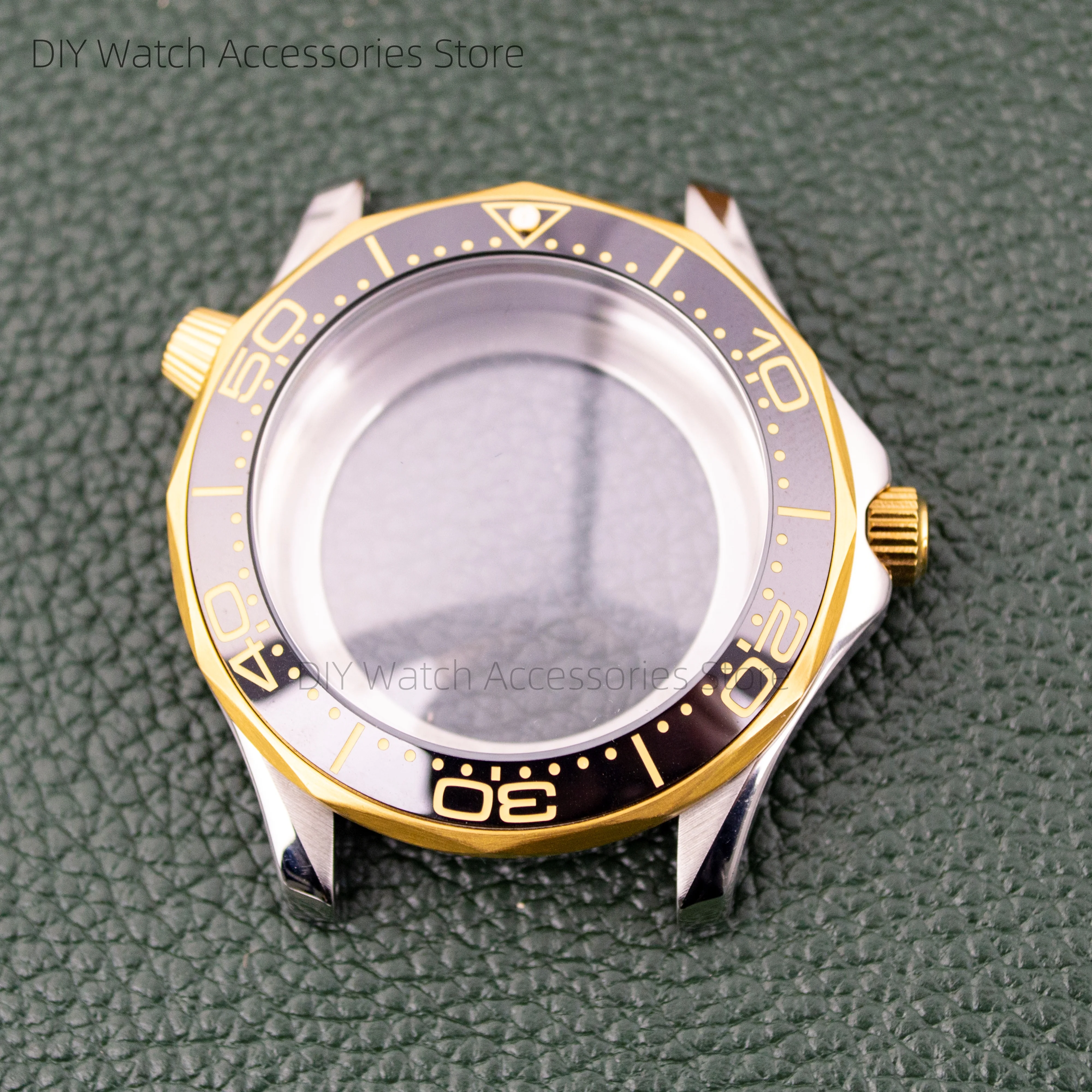 

10ATM Waterproof 41mm Watchcase 316L Stainless Steel NH35 Gold Case for Seamaster 300 Case Sapphire Glass fit NH35 NH36 Movement